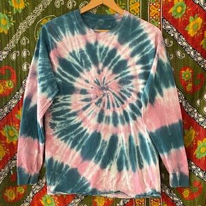 Tie-Dye Long Sleeve Tee - Pink and Blue